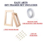 DIY Wooden Frame Kit for Canvas – Includes Frame, Push Pins, and Hanging Tape