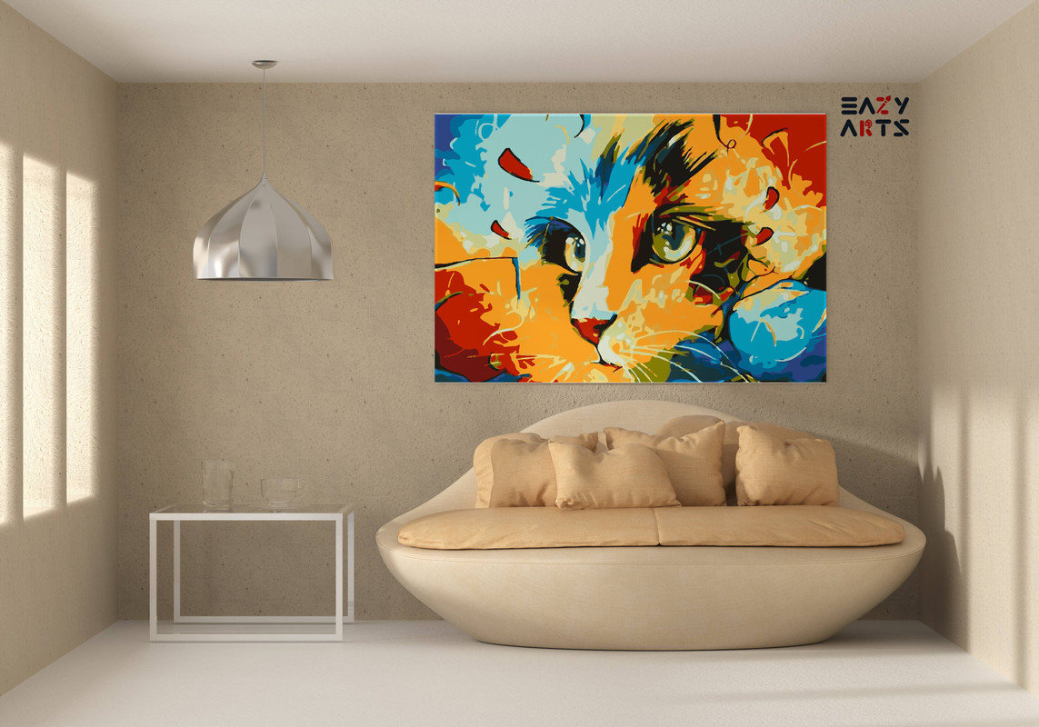 Cat Face Abstract Paint By Numbers kit - Image 2