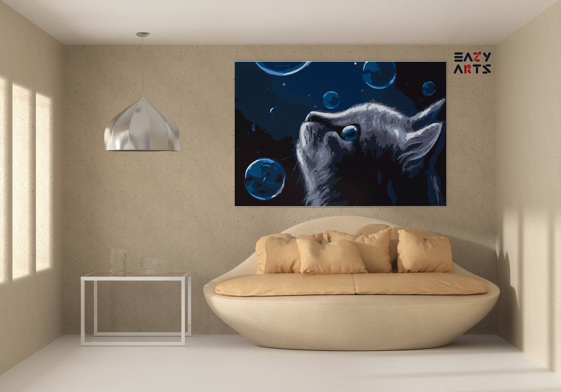 Cat With Bubbles Paint By Numbers kit - Image 2