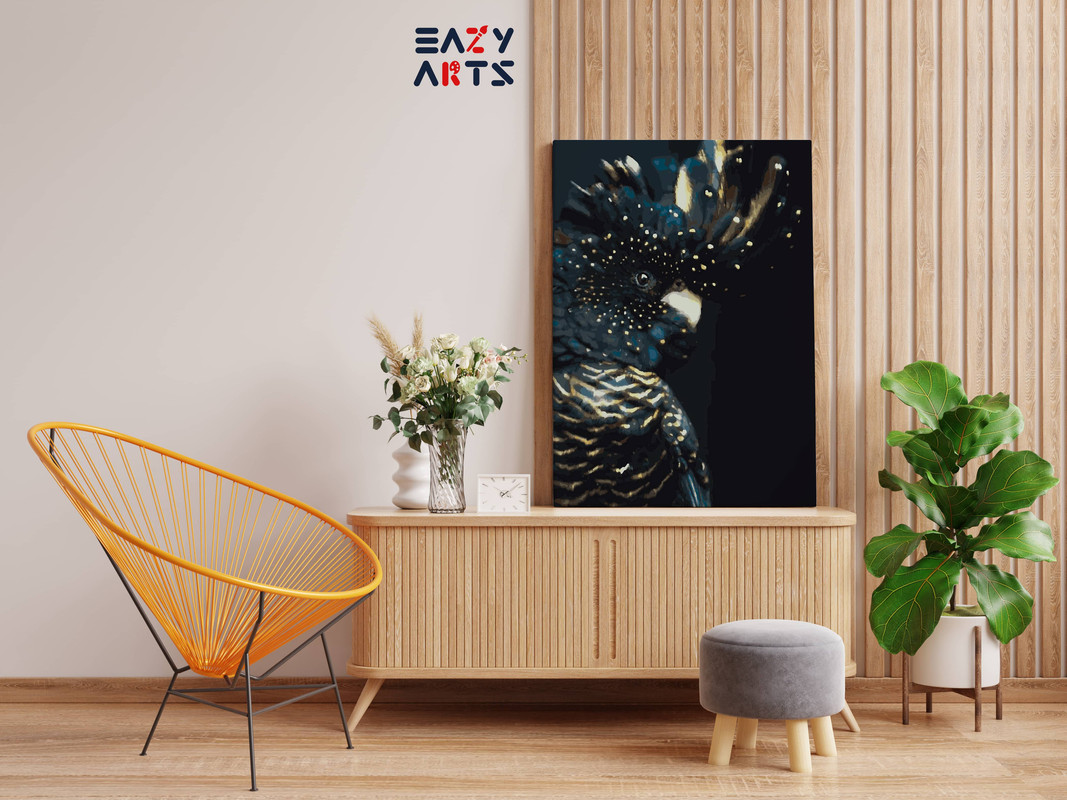 Parrot Golden Black Paint By Numbers Kit - Image 2