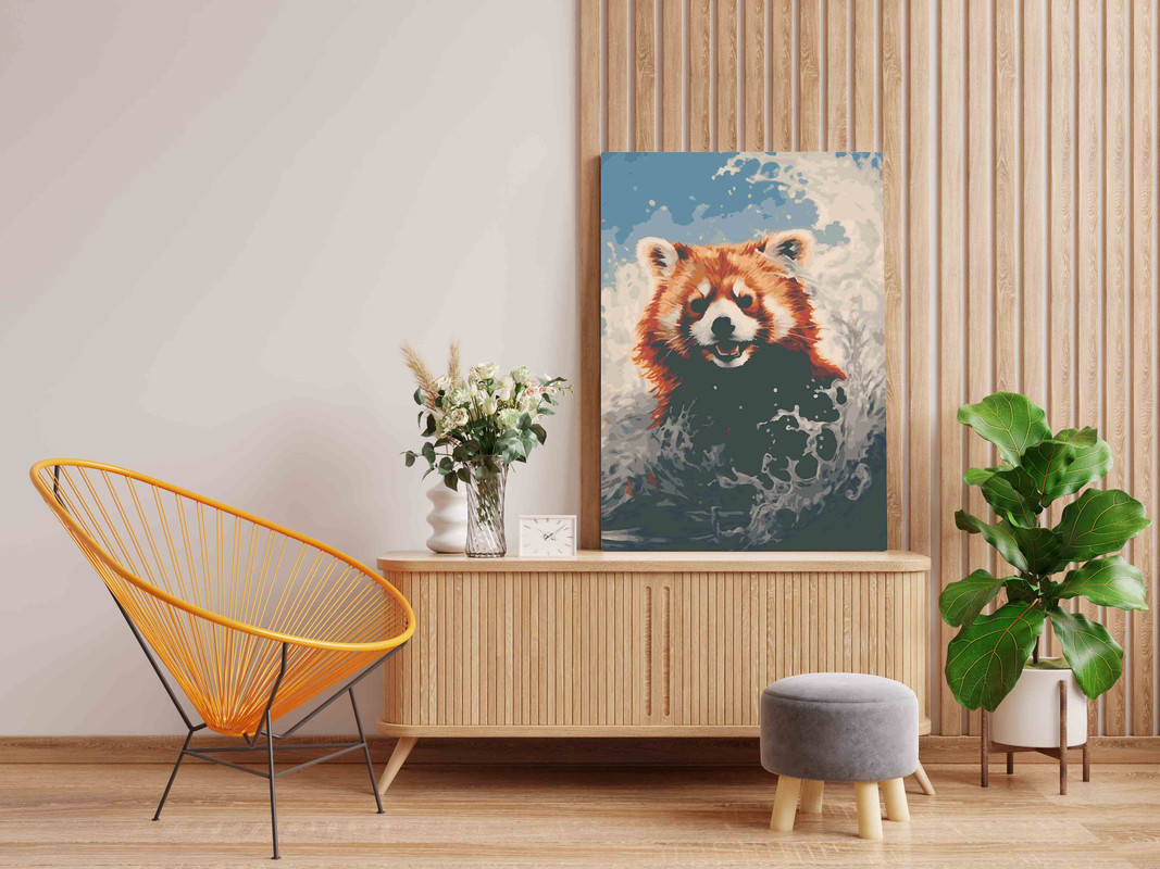 Baby bear in water Paint by Numbers Kit - Image 2