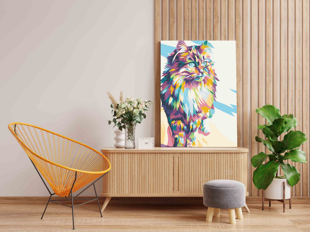 Cat Abstract Standing Paint by Numbers Kit - Image 2
