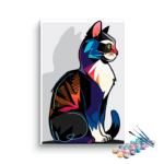 Cat sitting colorful Paint by Numbers Kit