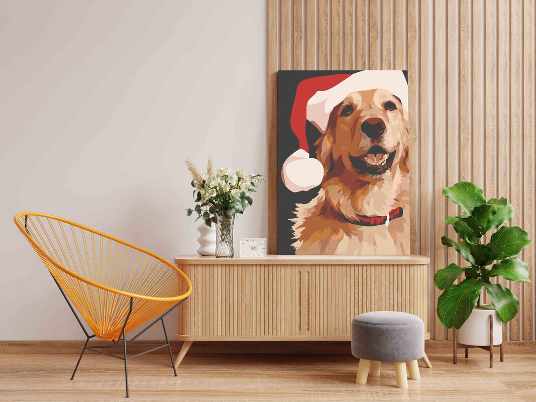 Christmas Cute Dog Paint by Numbers Kit - Image 2