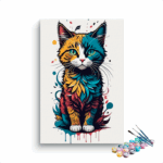 Colorful Cat sitting Paint by Numbers Kit