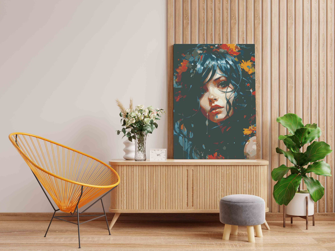 Colorful Cute girl Paint by Numbers Kit - Image 2