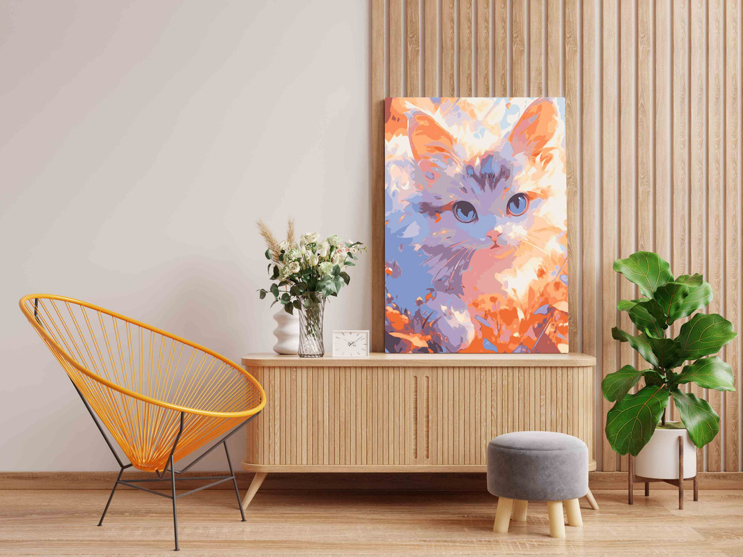 Cute Pink Kitten Paint by Numbers Kit - Image 2