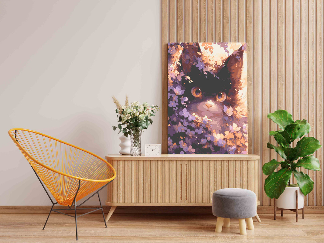 Kitten in flowers Paint by Numbers Kit - Image 2