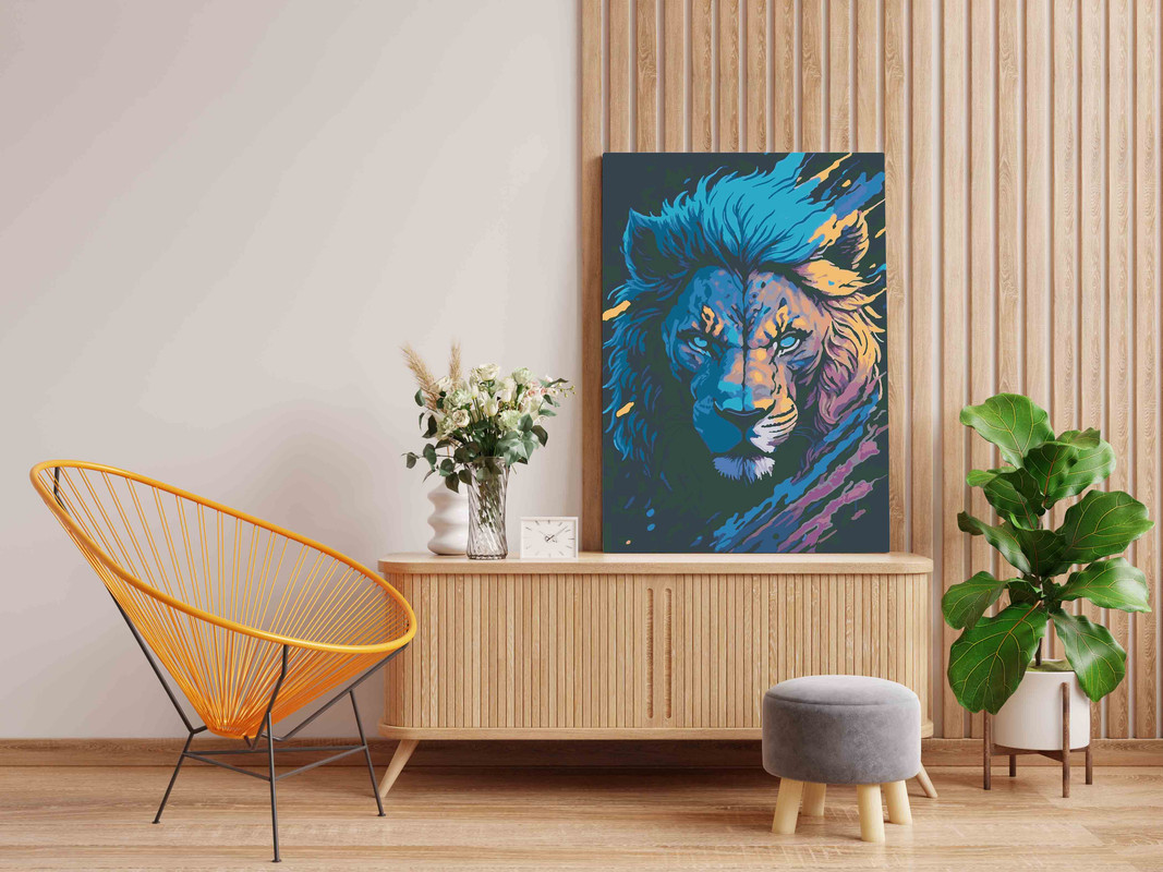 Lion Face Art Painting Paint by Numbers Kit - Image 2