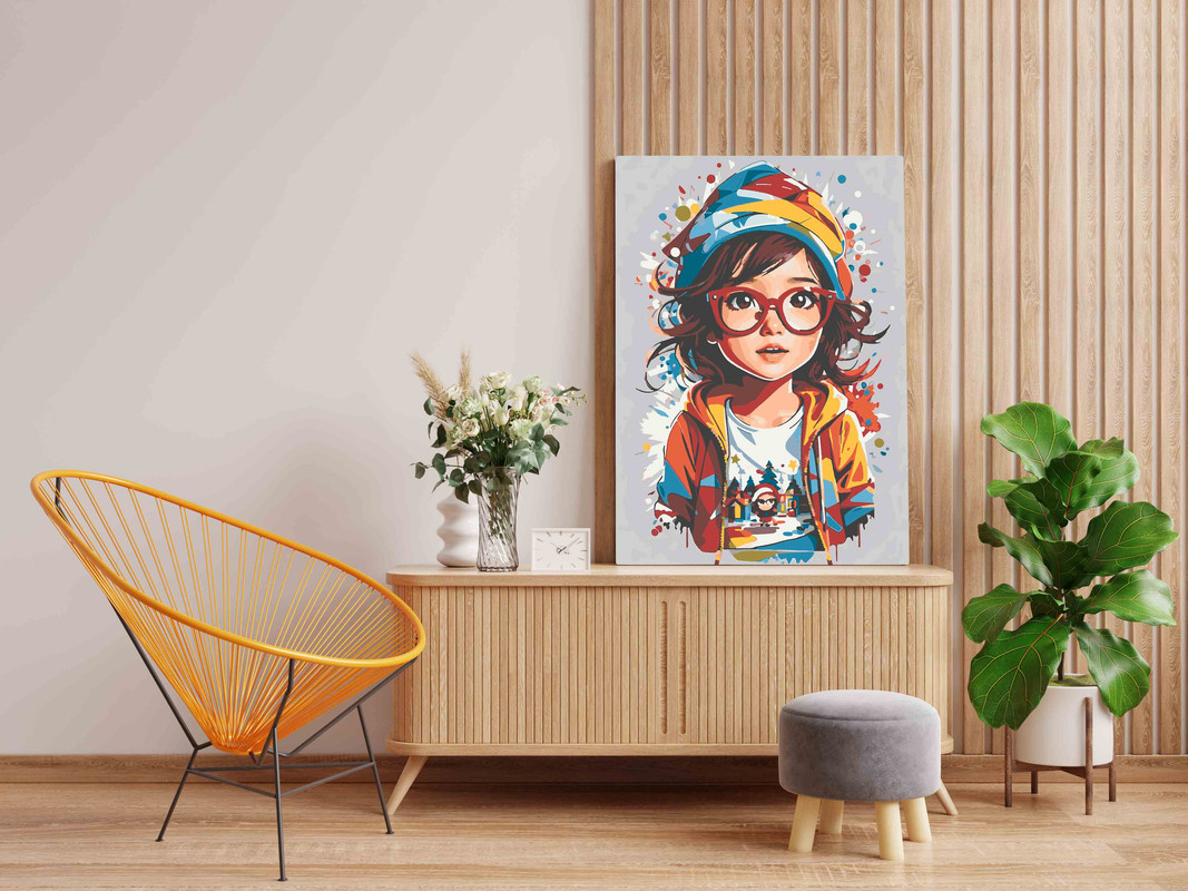 Little girl with specs Paint by Numbers Kit - Image 2