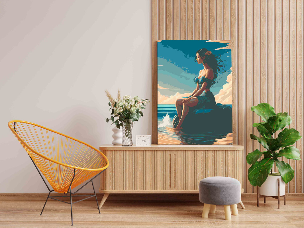 Lonely Girl on beach Paint by Numbers Kit - Image 2