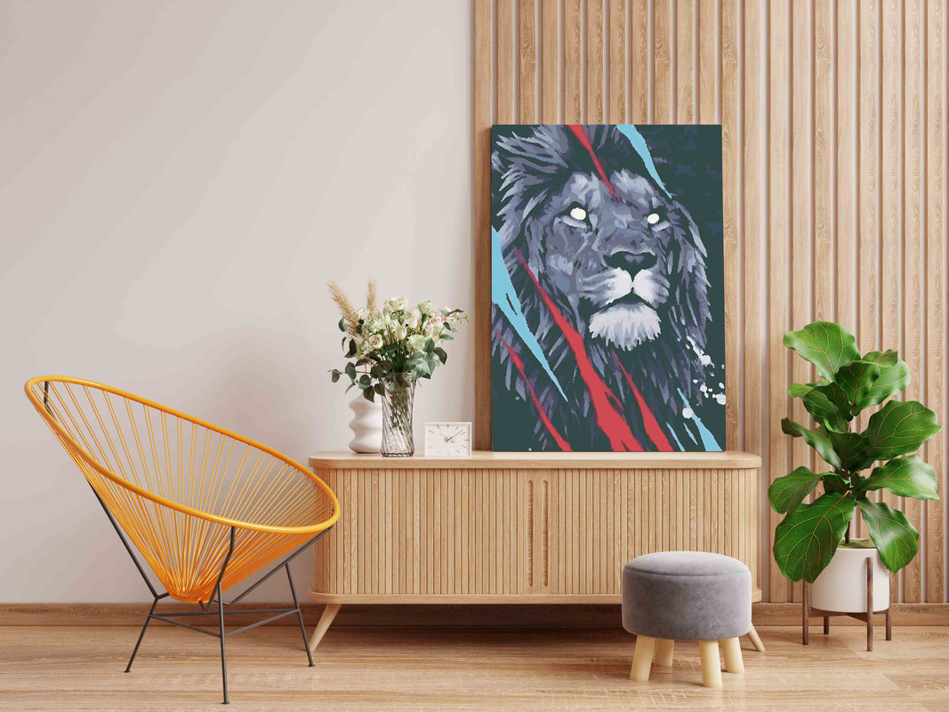 Male Lion Paint by Numbers Kit - Image 2