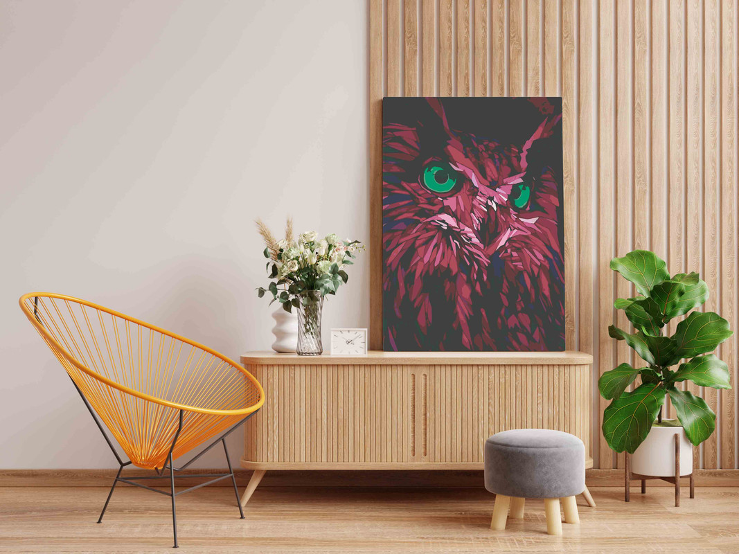 Pink Owl Paint by Numbers Kit - Image 2