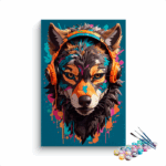 Wolf listening music Paint by Numbers Kit