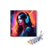 Anime Girl Listening Music Paint by Numbers Kit