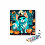 Blue Halloween Cat Paint by Numbers Kit
