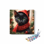 Cute Black Chrismas Cat Paint by Numbers Kit