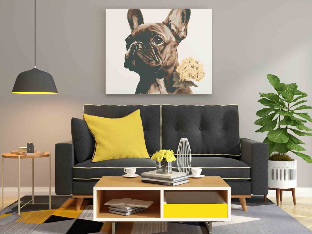 Cute Dog with flowers Paint by Numbers Kit - Image 2