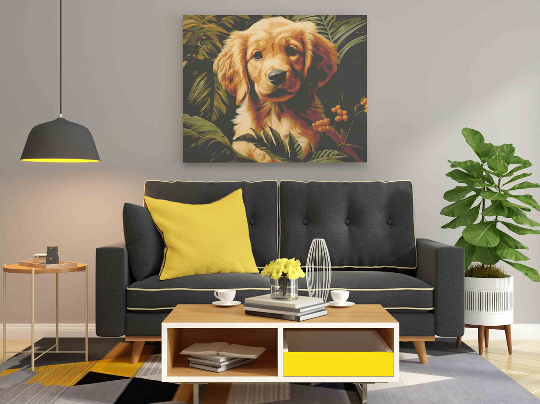 Cute Lab puppy Paint by Numbers Kit - Image 2