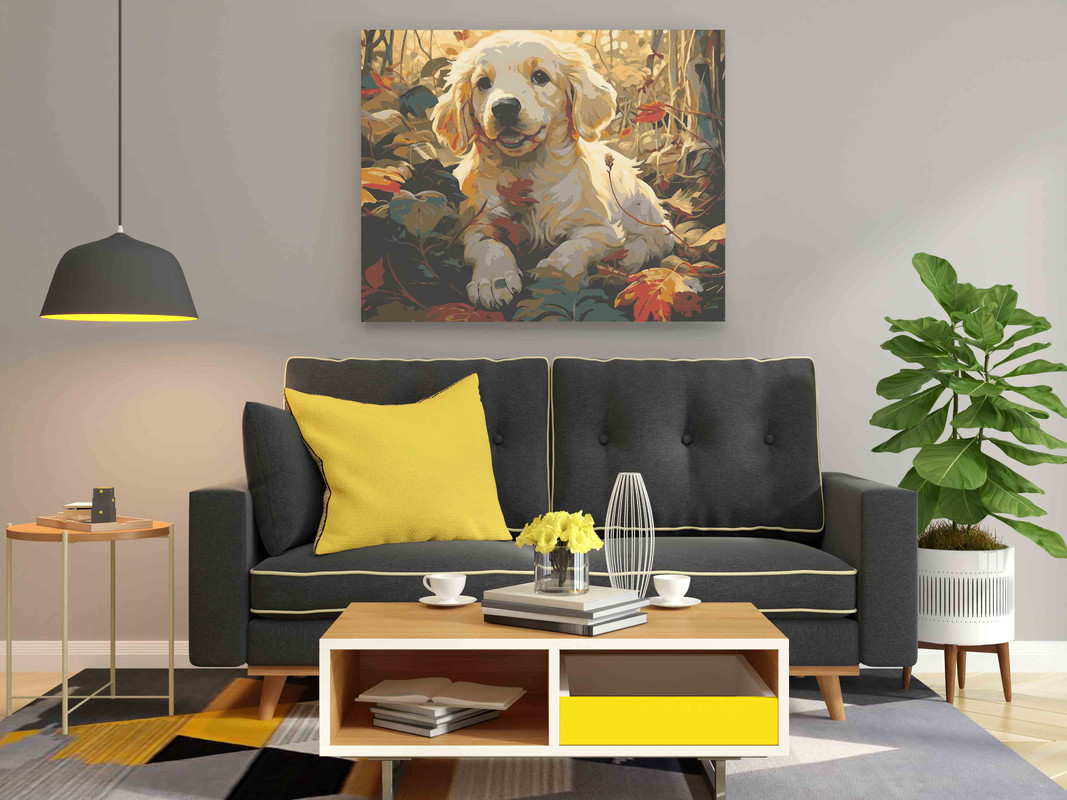 Cute puppy sitting Paint by Numbers Kit - Image 2
