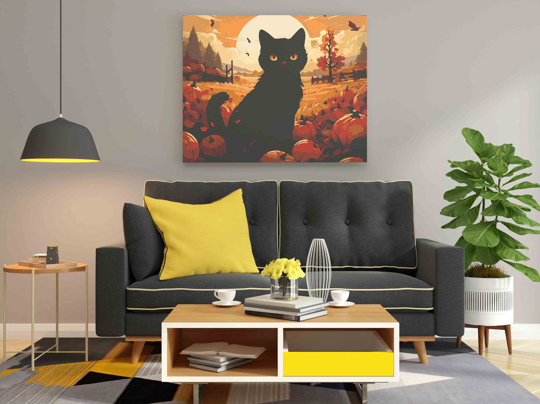 Halloween Black Cat Paint by Numbers Kit - Image 2