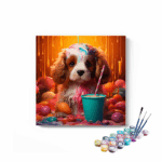 Puppy drinking juice Paint by Numbers Kit
