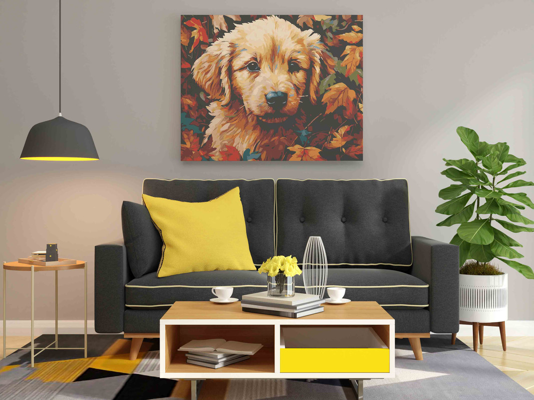 Puppy sitting in grass Paint by Numbers Kit - Image 2