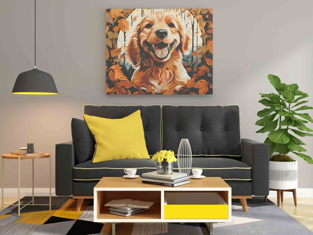 Puppy smiling Paint by Numbers Kit - Image 2