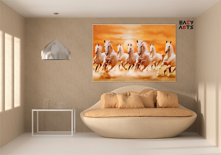 Seven White Horses Running Paint by Numbers Kit - Image 2