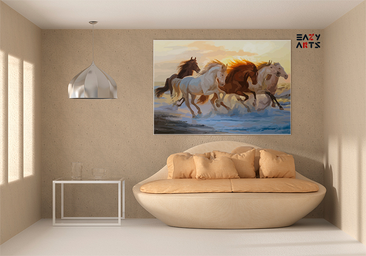 Running Horses at the Shore Paint by Numbers Kit - Image 2