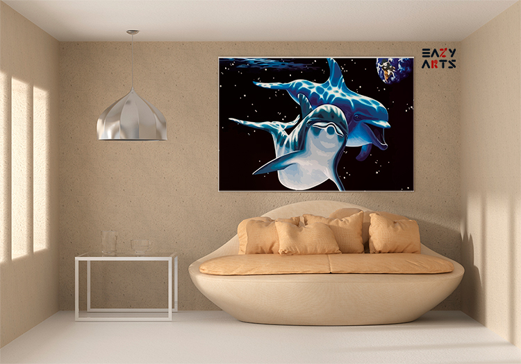 Cosmic Dolphins Paint by Numbers Kit - Image 2