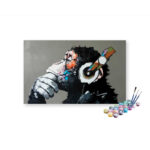 Thinking Monkey with Headphones Paint by Numbers Kit