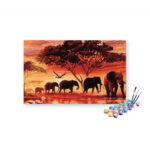Elephant Safari Sunset Paint by Numbers Kit