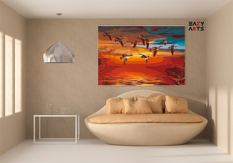 Flying Geese Over Sunset Lake Painting Kit - Image 2