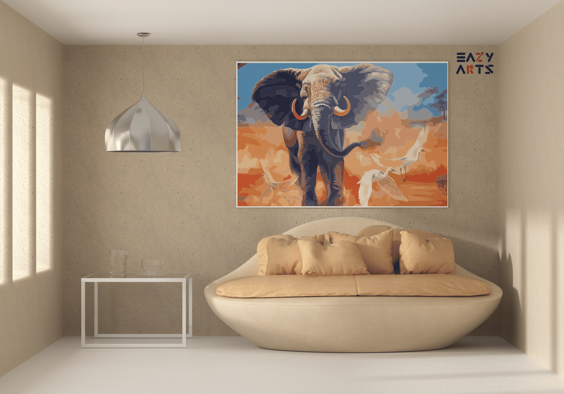 Majestic Elephant in the Wild Paint by Number Kit - Image 2