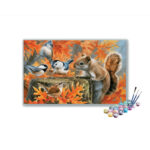 Autumnal Harmony A Squirrel and Bird Paint-by-Number Kit