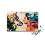 Nature’s Harmony: Wolf and Woman Fusion Paint by Number Kit
