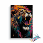 Fierce Majesty: Roaring Lion Abstract Paint by Number Kit
