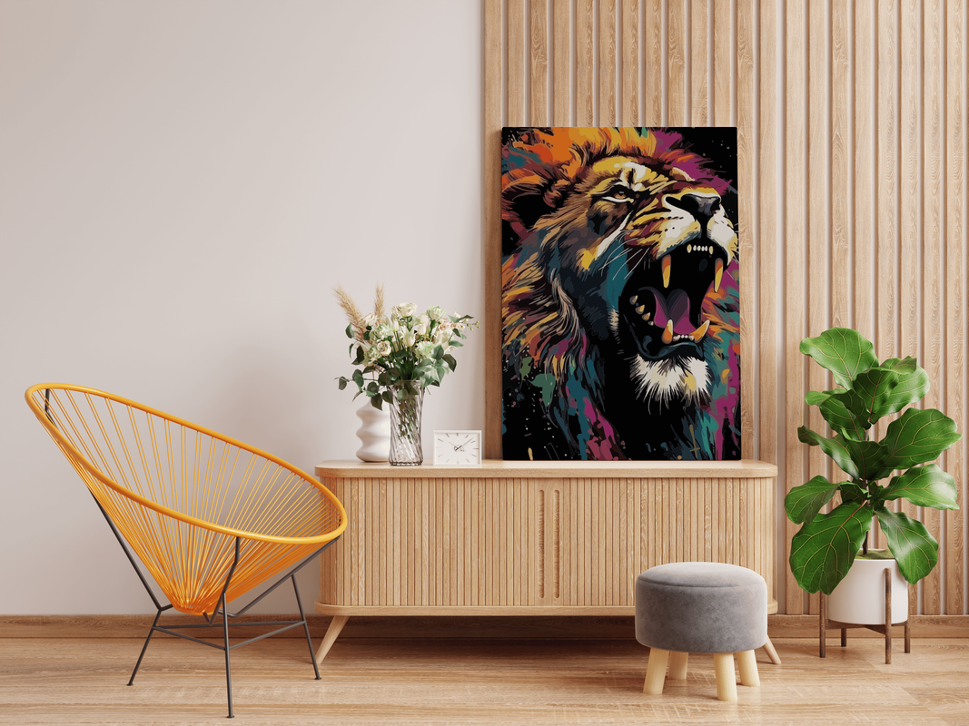 Fierce Majesty: Roaring Lion Abstract Paint by Number Kit - Image 2