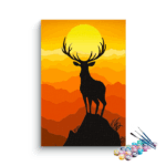 Majestic Sunrise: Stag Silhouette Paint by Number Kit