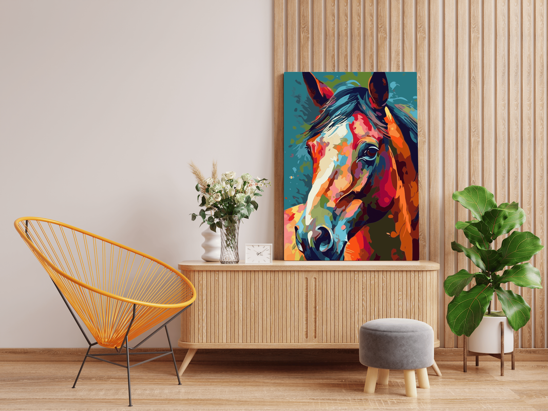 Colorful Spirit: Abstract Horse Portrait Paint by Number Kit - Image 2