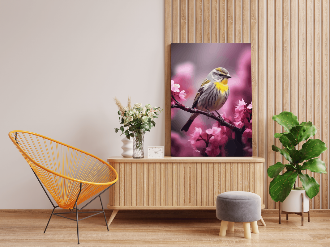 Charming Bird in Spring Paint by Number Kit - Image 2