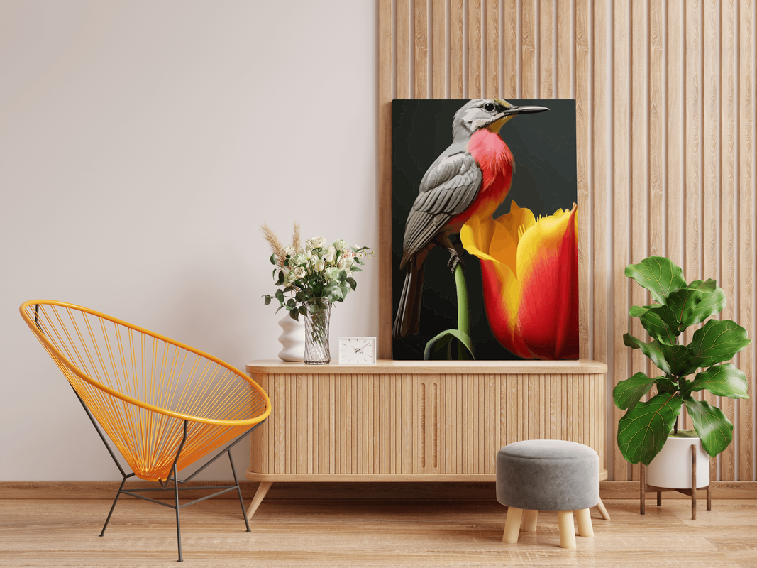 Exquisite Bird with Tulip Paint by Number Kit - Image 2