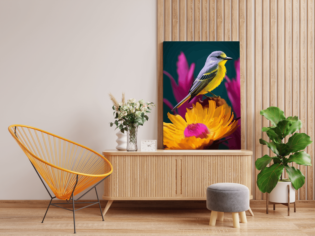 Vibrant Bird and Flower Paint by Number Kit - Image 2