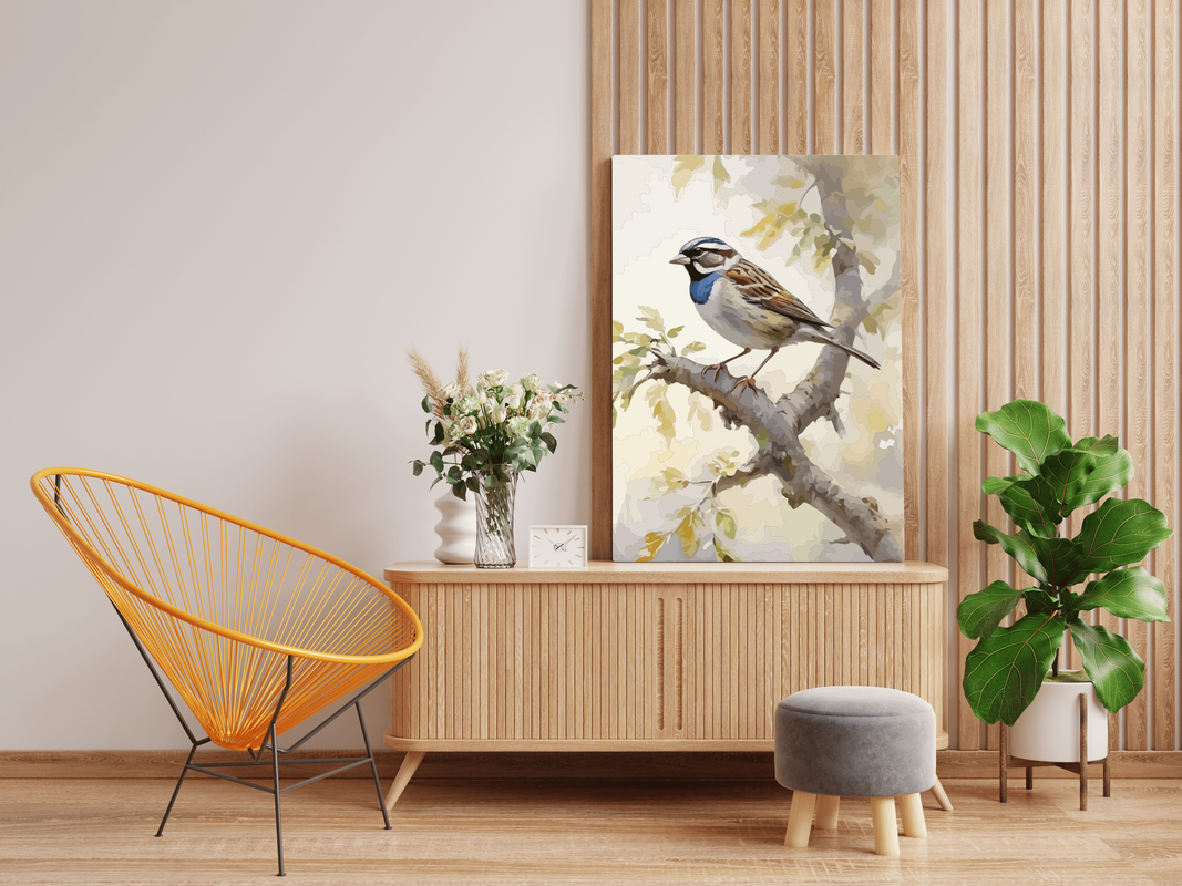 Serene Sparrow on Branch Paint by Number Kit - Image 2