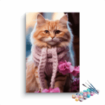 Cozy Cat in Pink Scarf Paint by Number Kit