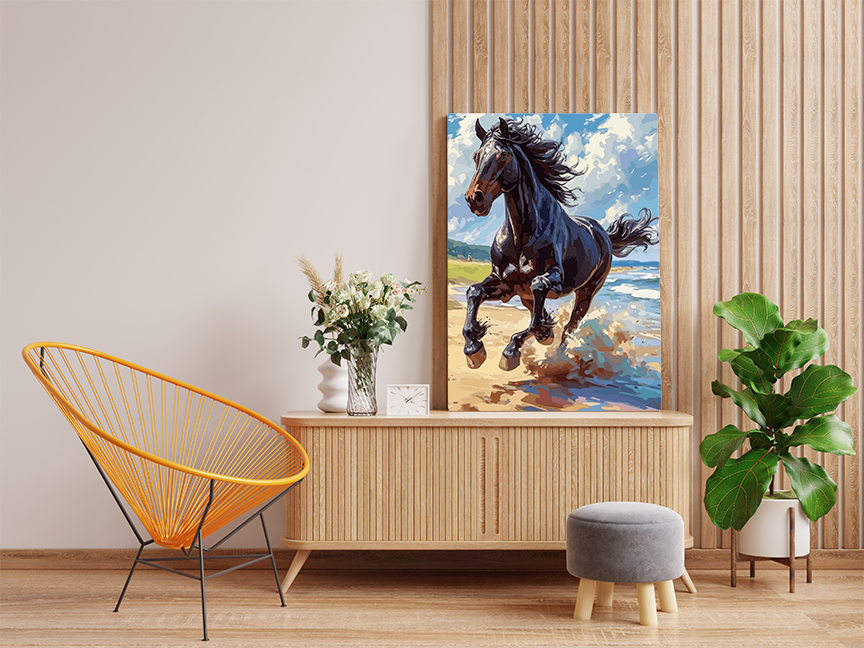 Galloping Black Stallion Paint by Number Kit - Image 2