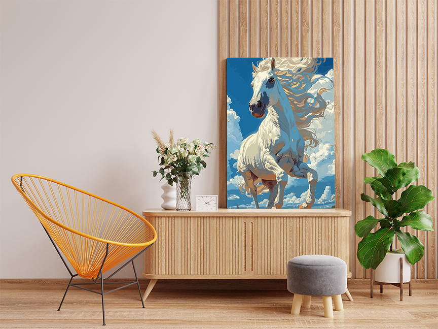 Majestic White Stallion Paint by Number Kit - Image 2