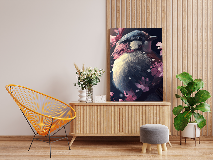 Cherry Blossom Bird Paint by Number Kit - Image 2