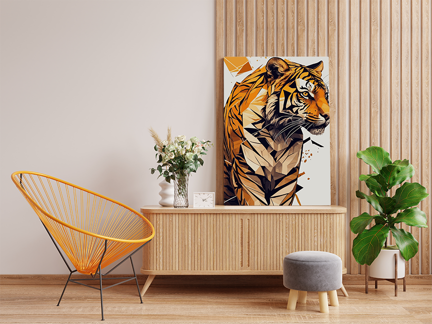 Geometric Tiger Portrait Paint by Number Kit - Image 2